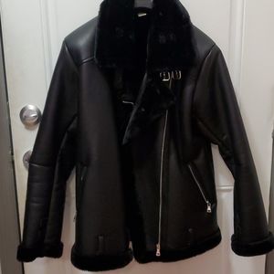 Oversized Leather biker moto jacket